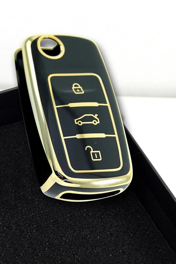 Bigkey Volkswagen Uds Golf Transporter Caddy Jetta Siyah Oto Anahtar Kumanda Kabı Kılıf Oto Anahtarlık - Image 1