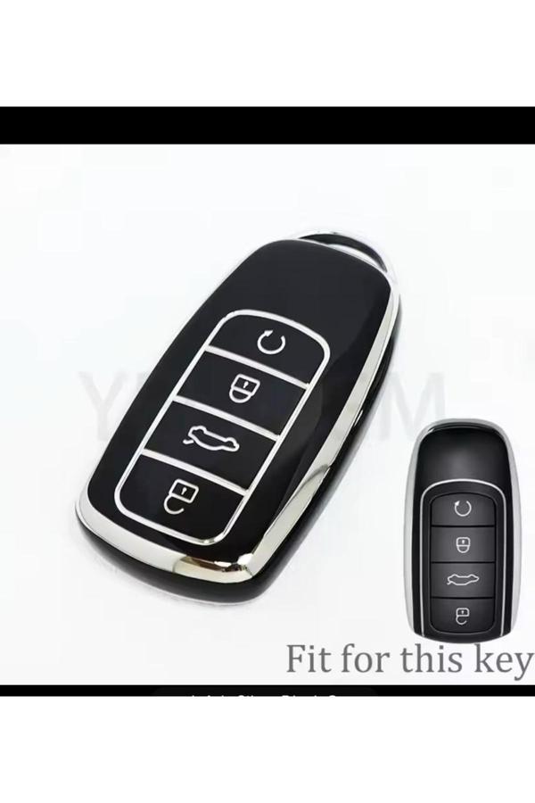 Bigkey Uyumlu Marka Chery Tiggo 8 Pro Omoda 5 Tiggo 7 Avantgarde Anahtar Kılıfı Siyah Gümüş - Image 1