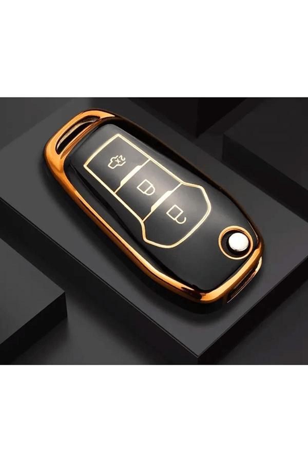 Skilit Ford Ecosport Focus 4 Fiesta Mondeo Ranger Puma Uyumlu Anahtar Kılıfı Sustalı Nano Siyah - Image 1