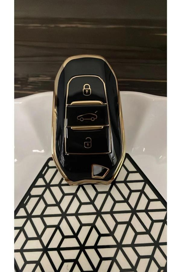 Skilit Peugeot 2008,3008,5008 Citroen Smart Anahtar Nano Yüksek Kalite Kumanda Kılıfı Siyah Start Stoplu - Image 1