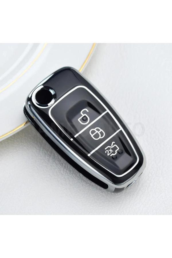 Bigkey Ford Uyumlu Focus 3 - 3,5 Mondeo Kumanda Kılıfı Siyah Gümüş - Image 1