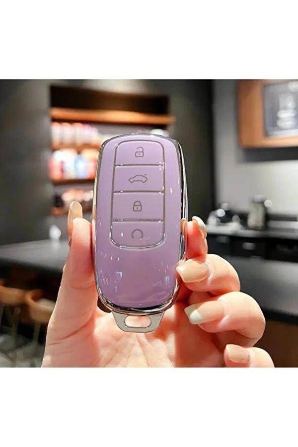 Bigkey Chery Tıggo 8 Pro Max Tıggo 7 Pro Max Omoda 5 Pro Jaecoo (Tpu Anahtar Kılıfı (Lila) - Image 1