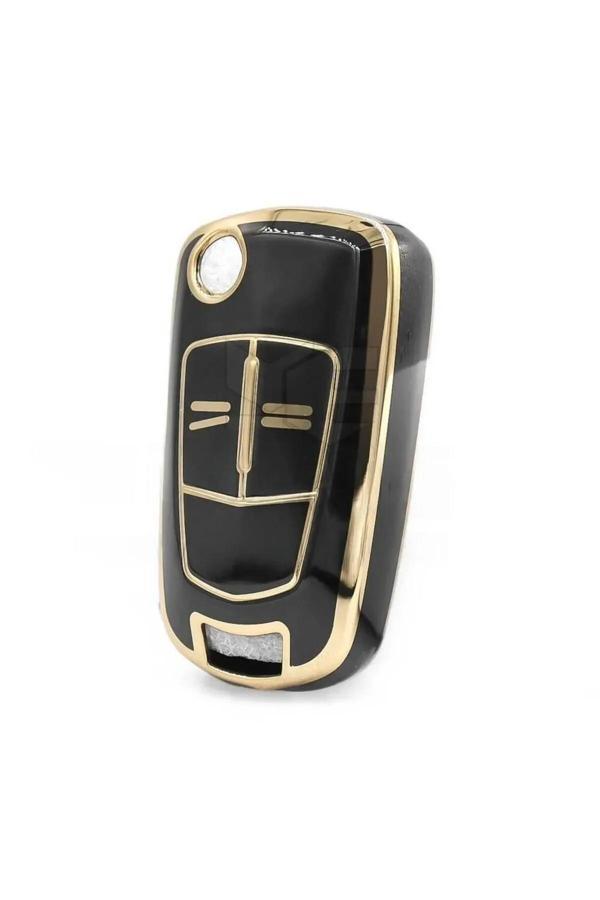 Bigkey Opel Uyumlu Siyah Gold Astra H Corsa D 2 Buton Nano Koruma Anahtar Kılıfı - Image 1