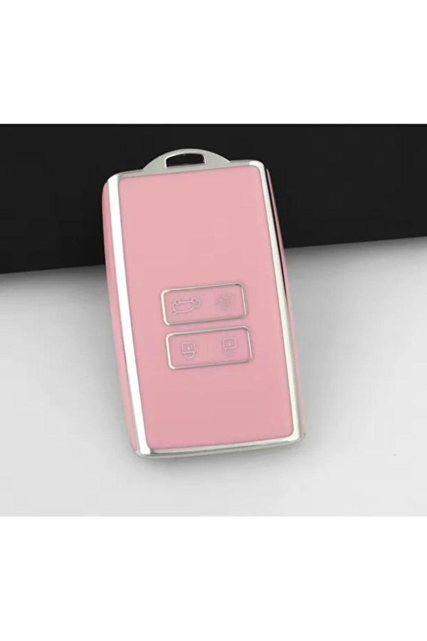 Bigkey Renault Clıo 5 Megane 4 E-Tech Koleos Rafale Austral Kadjar Captur Zoe Anahtar Kılıfı Pink - Image 1