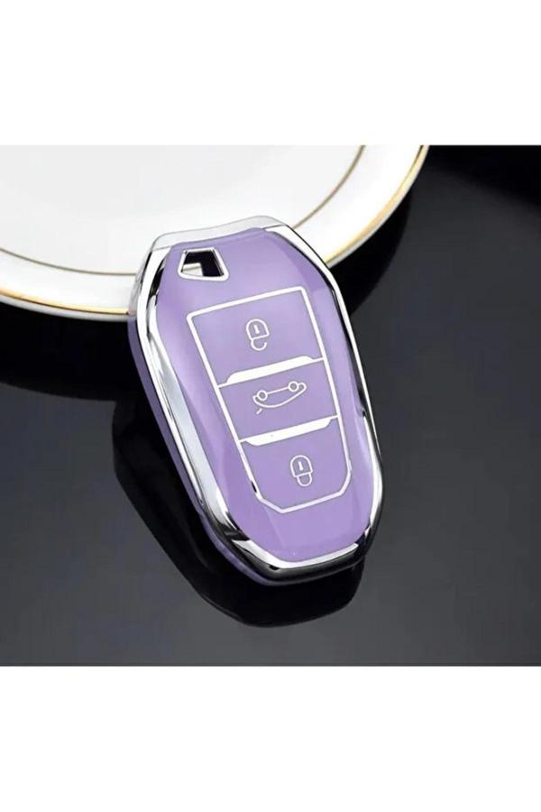 Bigkey Opel Peugoet Citroen 3008 C5 Aircross Rifter Gt Kasa Anahtar Kılıfı ''Sustasız'' Model Lila - Image 1