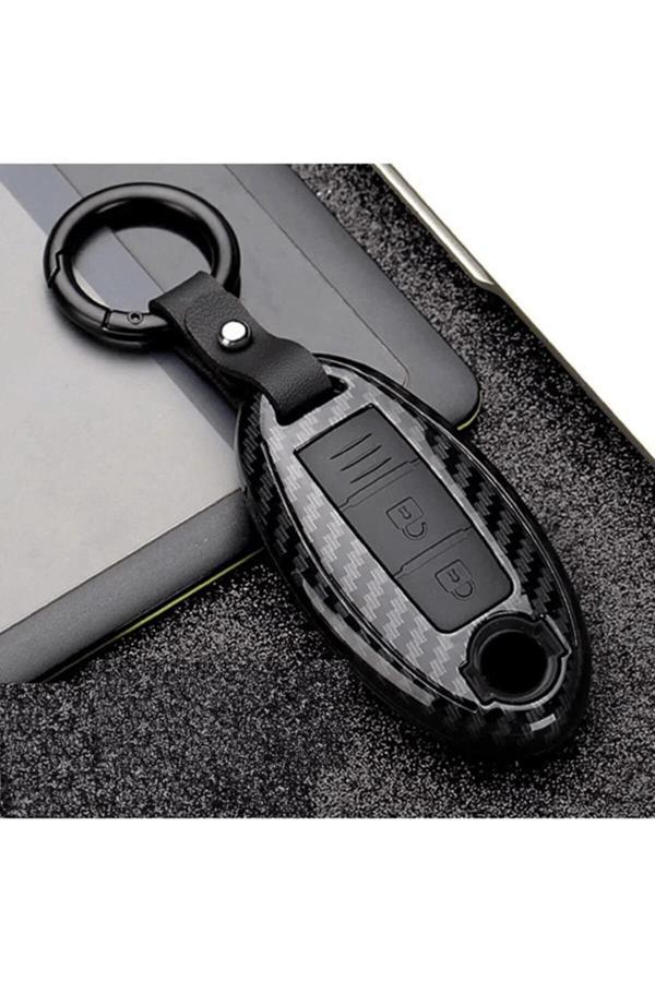 Bigkey Nissan Juke Qashqai X-Trail Infinity Siyah Karbon Anahtar Kılıfı  2014/2022 - Image 1