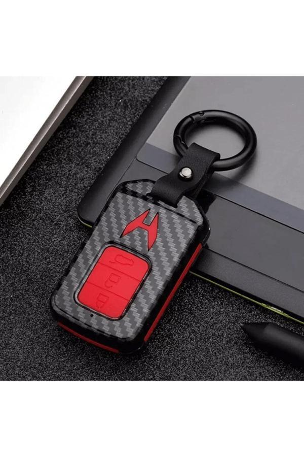Bigkey Honda Civic-Accord-Crv City  Karbon  Kırmız - Siyah  Anahtar Kılıfı Start Stoplu Model - Image 1