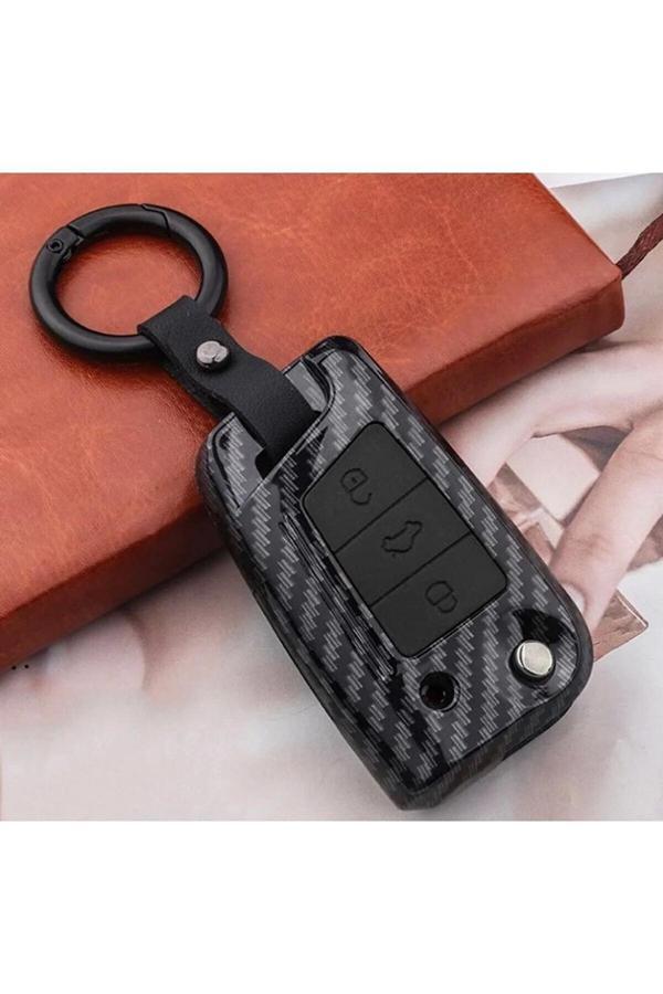 Bigkey Volkswagen T - Roc Karbon Anahtar Kılıfı . Sustalı Model - Image 1