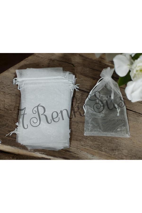 7 Renk Yasin Tesbih Hediyelik Tül Kesesi,Havlu Kesesi 15X25 Cm 100 Adet Beyaz Kurdeleli Tül Kese - Image 1