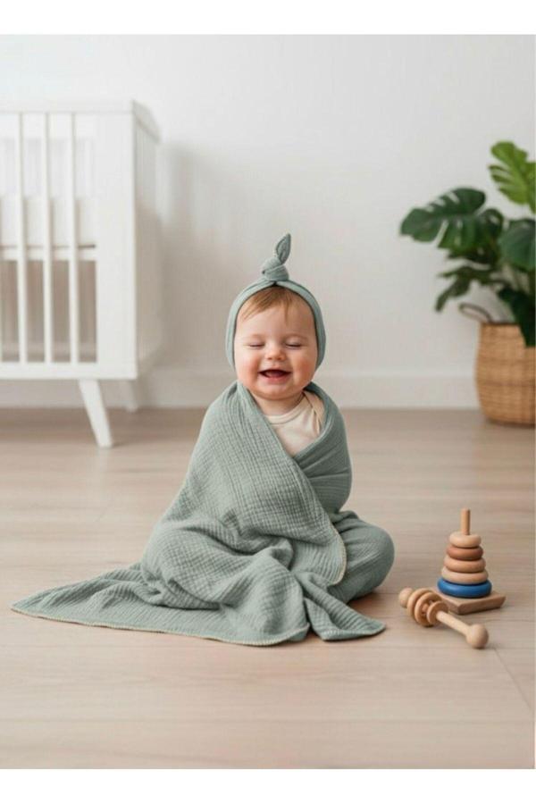 Butik Center Premium Müslin Battaniye 110X120 | Yeni Doğan Bebek Battaniyesi, Yazlık Kışlık Kullanım - Image 1