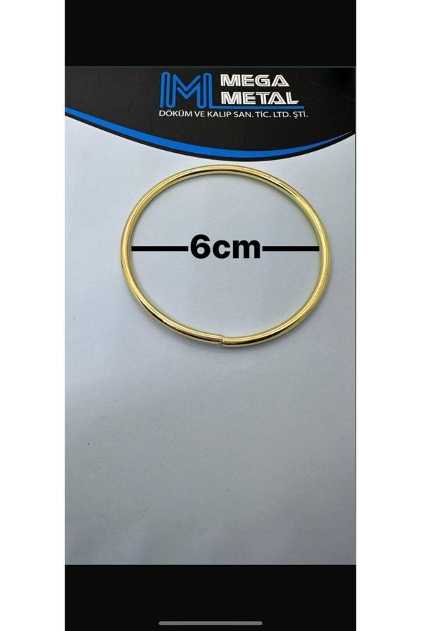 Mega Metal Aksesuar 6 Cm Yuvarlak Halka 100 Adet  (Gold Renk) Nikah Şekeri Süslemesi Halka Aksesuar - Image 1