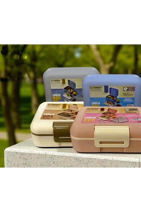 Butik Center Harmony Time Bölmeli Beslenme Kabı – Çatal Kaşık Dahil Lunch Box - Image 1