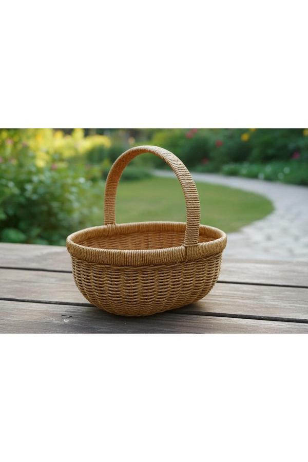 Butik Center 🧺 Doğal Hasır Sepet – Dekoratif Masa Ve Organizasyon Sepeti - Image 1