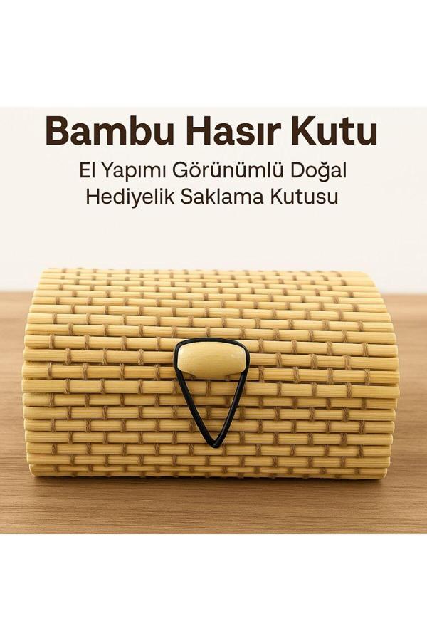 Butik Center 12 Li Doğal Görünümlü Hasır Kutu – Nikah, Kına, Nişan Hediyelik Kutusu - Image 1