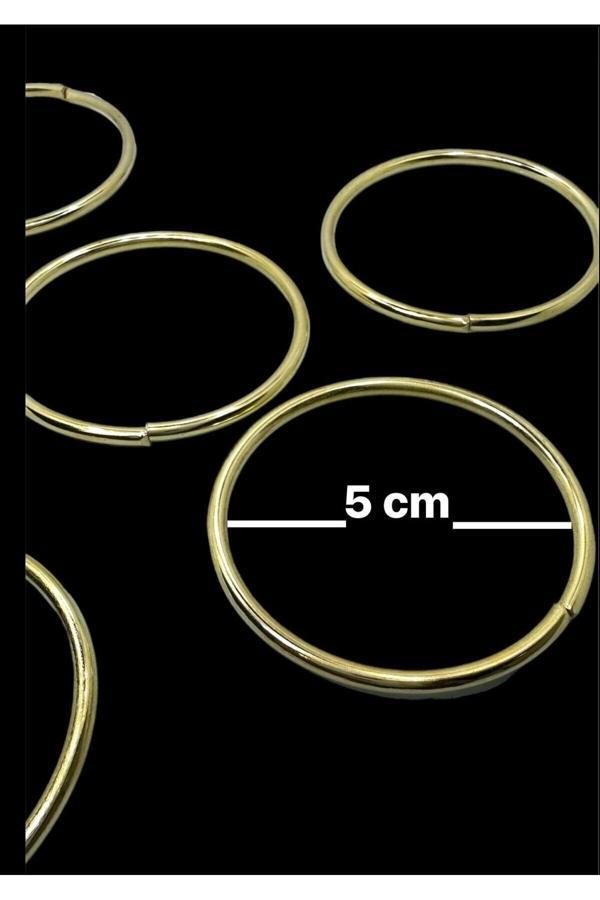 Mega Metal Aksesuar 5 Cm Yuvarlak Halka 250 Adet  (Gold Renk) Nikah Şekeri Süslemesi Halka Aksesuar - Image 1
