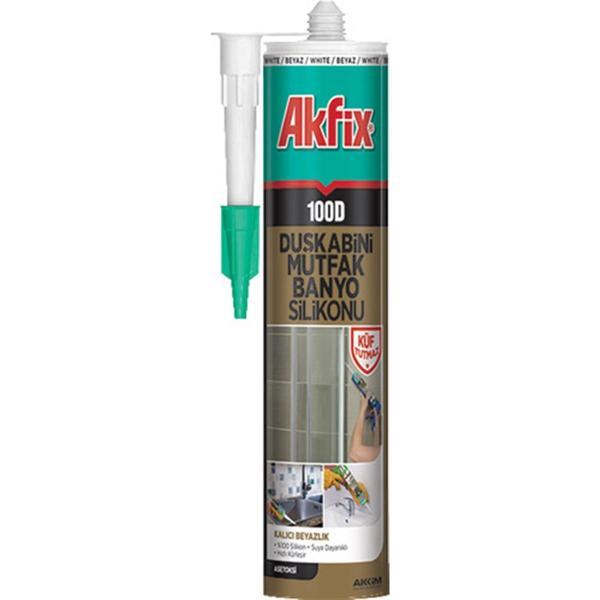 Akfix 100D Duşakabin Mutfak ve Banyo Silikonu 280 ml Küf Tutmaz Beyaz - Image 1