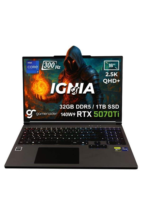 Gameraider IGNIA GR16 i9-14900HX 32GB DDR5 1TB SSD RTX 5070Ti 12GB 140W 16inç 300Hz FDos Laptop - Image 1
