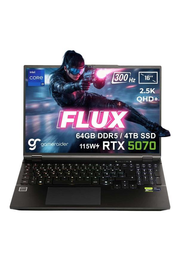 Gameraider FLUX GR16 Core i9-14900HX 64GB DDR5 4TB SSD RTX 5070 8GB 115W 16inç 300Hz FDos Laptop - Image 1