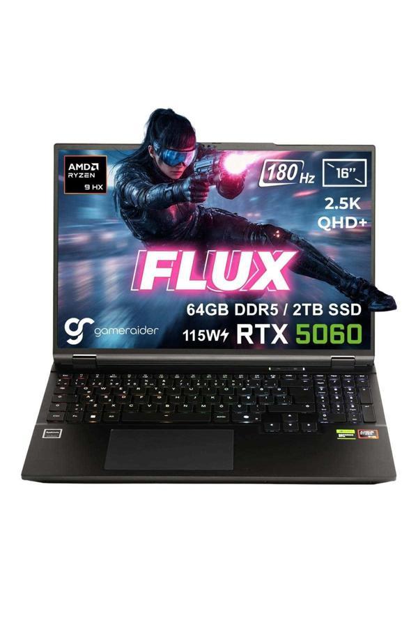 FLUX GR16 AMD Ryzen 9-8940HX 64GB DDR5 2TB SSD RTX 5060 8GB 115W 16 inç 2.5K QHD+ 180Hz FDos Laptop - Image 1