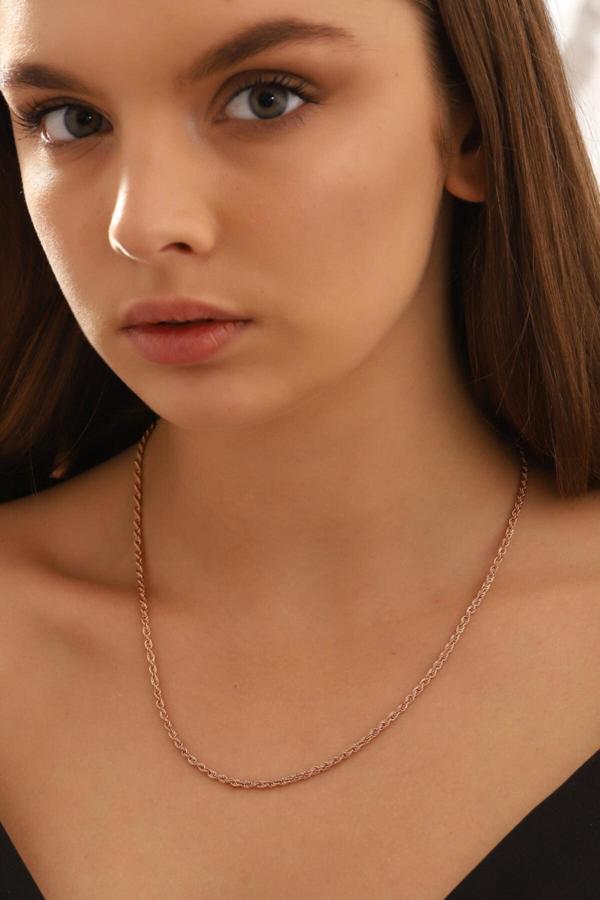 Acestes Design 925 Ayar Gümüş Burgu Halat Model Zincir Kolye - Image 1