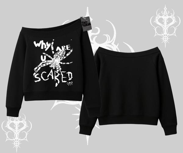 Kayık yaka Sweatshirt Why are u Scared - Image 1