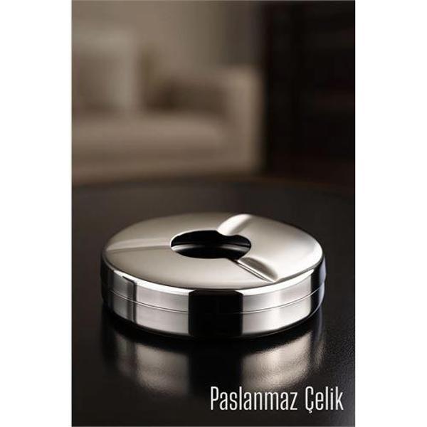 Kapaklı Paslanmaz Küllük - Kapaklı Metal Kül Tablası -  Masaüstü Küllük - Image 1