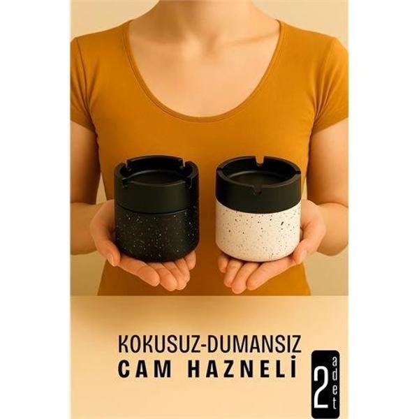 Cam Küllük - Desenli 2 li Küllük Seti  Kafe Küllüğü Restoran Küllüğü Masaüstü Küllük - Image 1