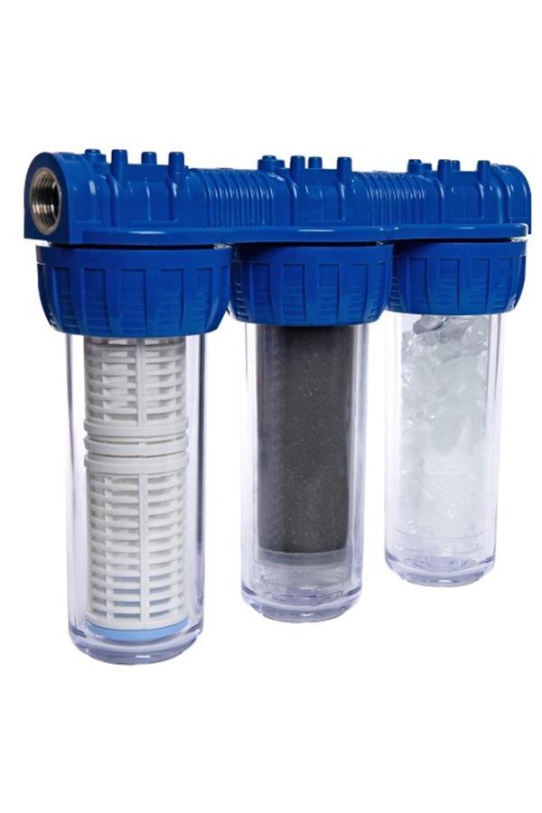 Melek Yapı 10" Üçlü Su Filtresi Daire Ve Bina Girişi Için Üçlü Set Arıtma Sistemi 3/4 - Image 1