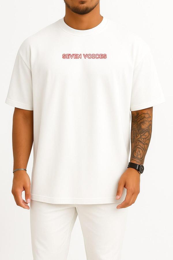 Oversize Seven Voices Yabancı Dizi Göğüs Baskılı Unisex T-Shirt - Image 1