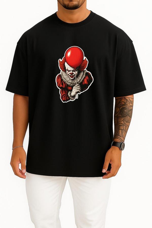 Oversize Pennywise Göğüs Baskılı Unisex T-Shirt - Image 1
