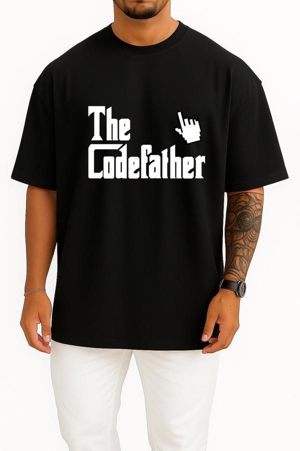 Oversize The Codefather - Bilgisayar Programcısı Göğüs Baskılı Unisex T-Shirt - Image 1