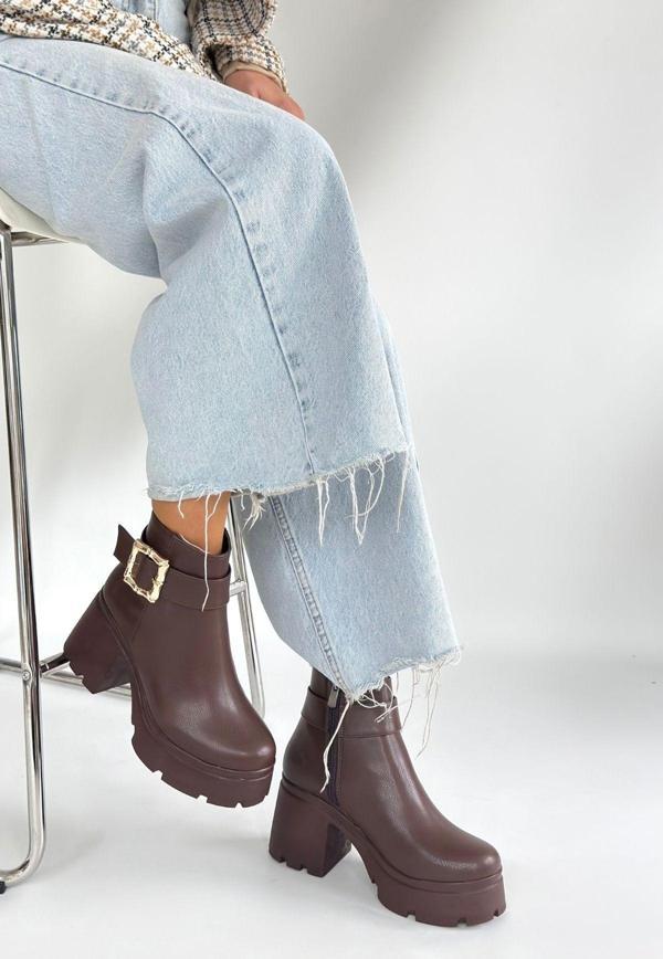 Pinma Kahverengi Cilt Topuklu Bot - Image 1