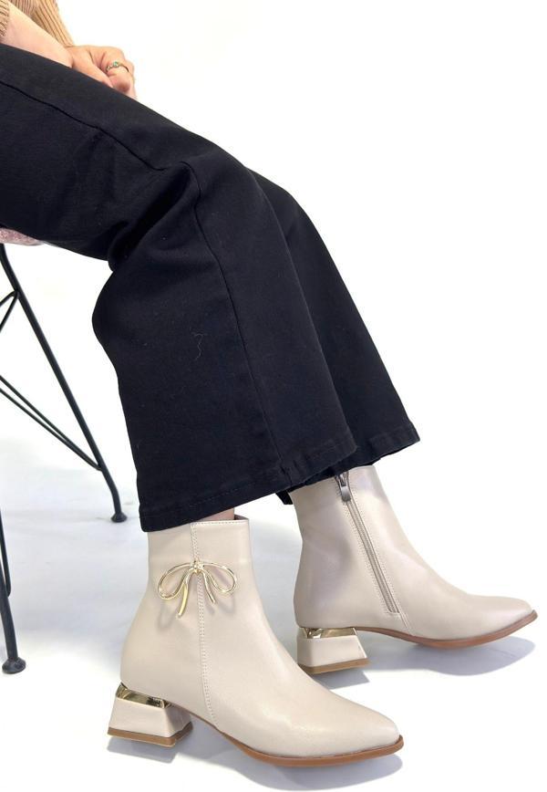 Harly Bej Cilt Topuklu Bot - Image 1