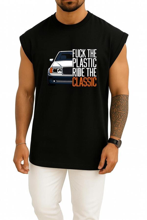 Oversize Plastik Araba Kullanma Klasik Araba Kullan Göğüs Baskılı Atlet - Image 1