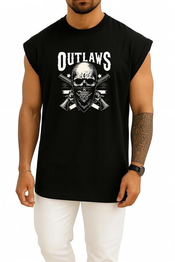 Oversize Outlaws Göğüs Baskılı Atlet - Image 1