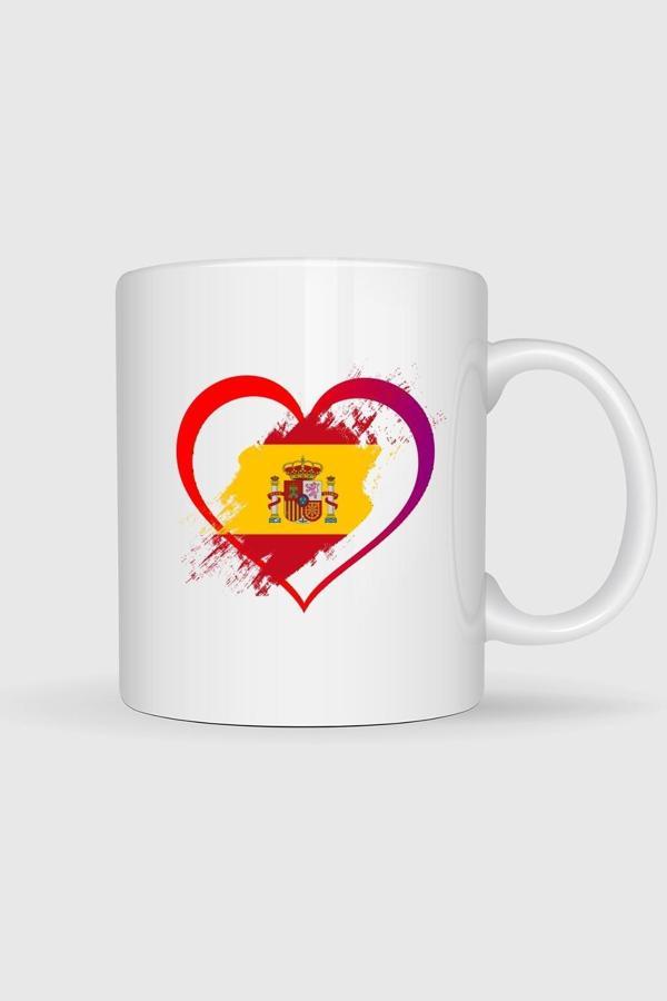  İspanya Kalp İçinde Baskılı Kupa Bardak - Image 1