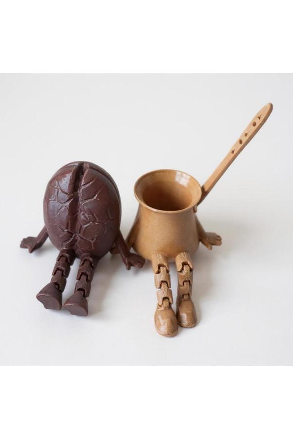 Mescolare Türk Kahvesi Temalı 2’Li Figür Seti – Hediyelik & Dekoratif Cezve/Kahve Çekirdeği 3D - Image 1