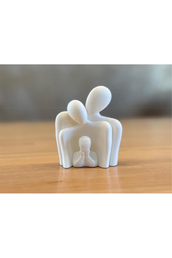Mescolare 3D Baskı Minimalist Aile Heykeli | Anne Baba Ve Çocuk Figürü Dekoratif Obje - Image 1