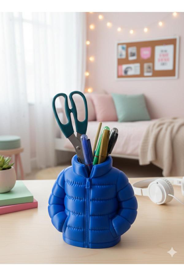 Mescolare Mavi Şişme Mont Tasarımlı Dekoratif Saksı & Kalemlik | Yılbaşı Özel Hediye Fikri | 3D Baskı Obje - Image 1