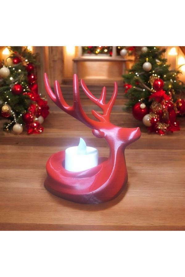 Mescolare Kızıl Geyik Tealight Mumluk Geyik Dekoru Yeni Yıl Hediyesi Kış Dekoru Konsol Sehpa Balkon Süsü - Image 1