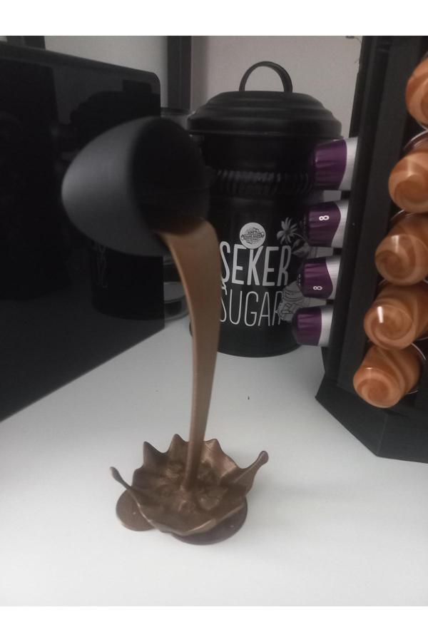 Karma Atölye Dekoratif Dökülen Kahve Figürü - Bronz Krem - Obje -Biblo - Kahve Köşesi- Sıcak Çikolata Figür - Image 1