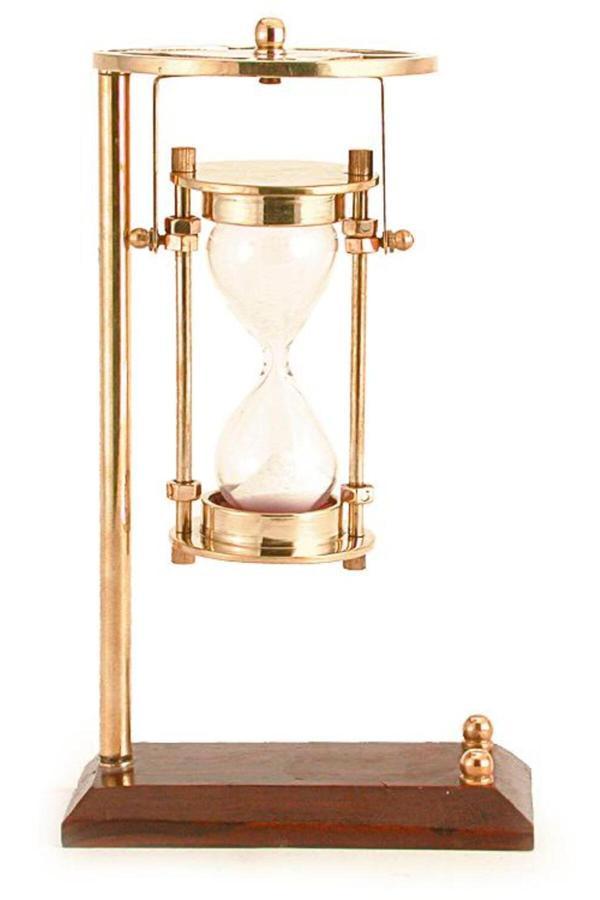 Pirinç Denizcilik Grubu Marine Pirinç Aksesuar-Standlı Kum Saati-13*8*21 Cm-Jttr31465 - Image 1