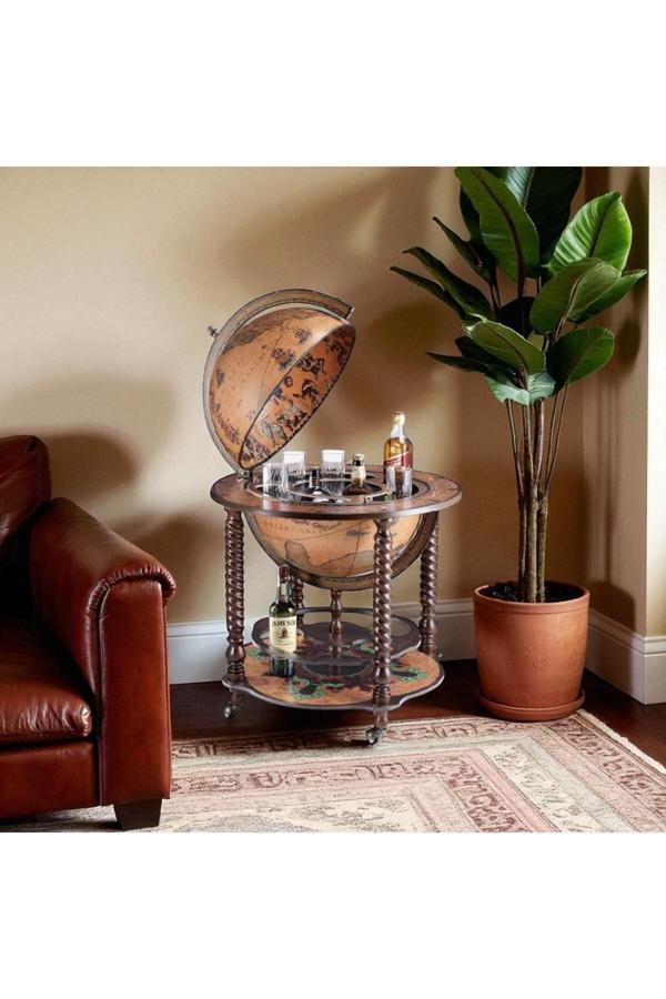 Zoffoli Retro Ayaklı Dünya Bar 69X69X98 Cm | Ekstra Büyük Boy Dekoratif Bar Ünitesi-Jz58 - Image 1