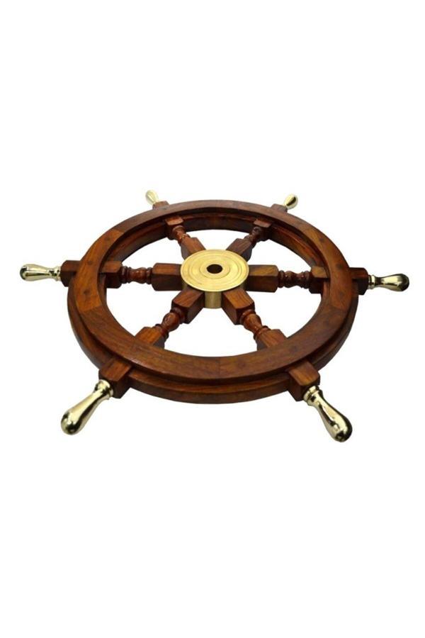 Pirinç Denizcilik Grubu Marine Pirinç Aksesuar-Ahşap Dümen-61*61*5 Cm-Jttr2395 - Image 1