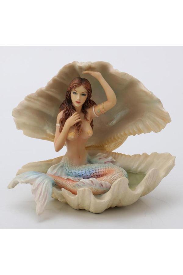 Wise Karışık Biblolar - İstiridye İçinde Denizkızı Biblo 15X13X13 Cm Dekoratif Obje Hediyelik - Image 1