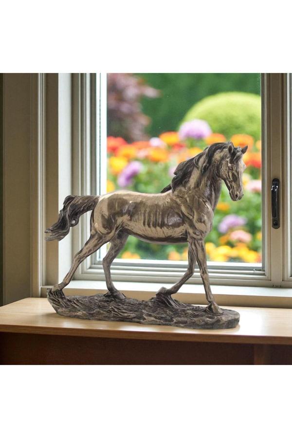 Wise Veronese Koşan At Biblo – Bronz Renkli Dekoratif Obje – 27X9,5X24 Cm – At Figürü - Image 1