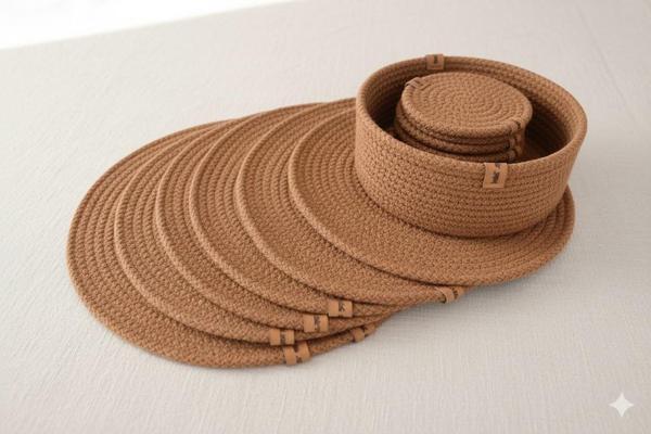 13 PARÇA AMERİCAN SERVİS SUPLA SETİ ALTINKAHVE RUNNER EKMEK SEPETİ   - Image 1