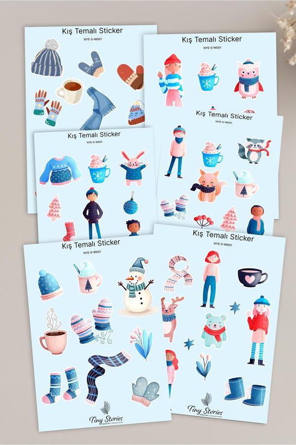 Kış Sticker Seti - 6 Adet / Ajanda, Defter,Bullet Journal,Scrapbook - Image 1