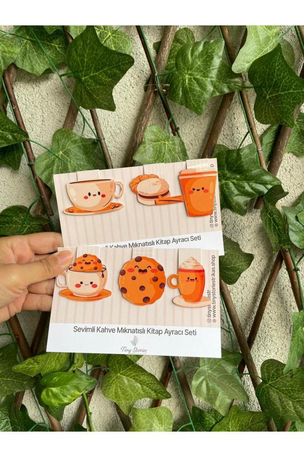 Mıknatıslı Kitap Ayracı Kahve Temalı - 6 Adet - Image 1