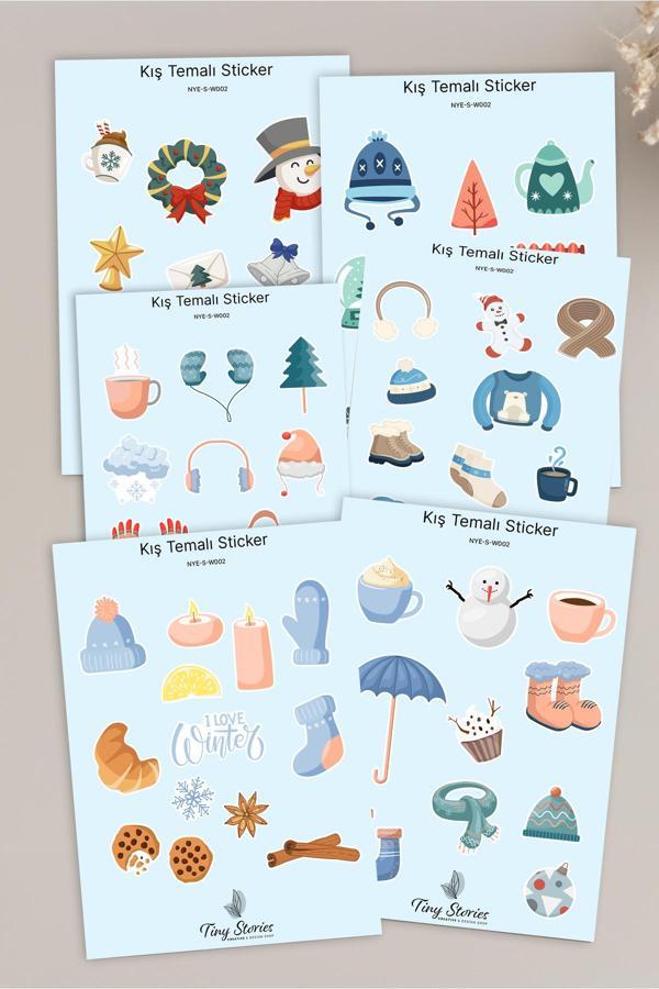 Kış Sticker Seti - 6 Adet / Ajanda, Defter,Bullet Journal,Scrapbook - Image 1